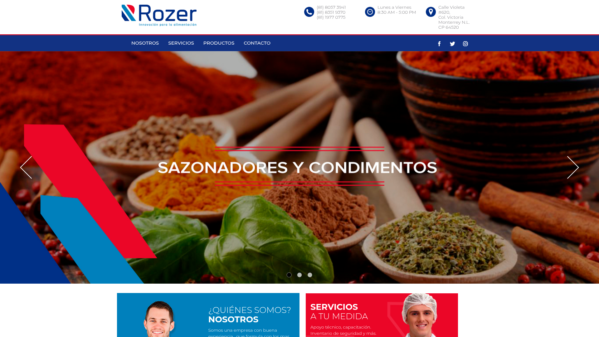 Rozer Alimentos - Sitio Web Corporativo